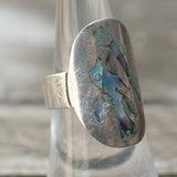 Vintage Sterling Abalone Inlay Bird Ring 7
