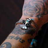 Vintage Sterling Inlaid Thunderbird Cuff Bracelet 6"