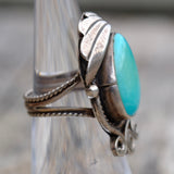 Vintage Sterling Turquoise Feather Ring 5.5