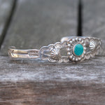 Vintage Sterling Turquoise Stamped Cuff