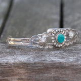 Vintage Sterling Turquoise Stamped Cuff