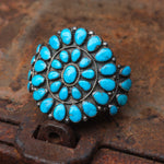 Incredible Vintage Sterling Turquoise Cluster Cuff