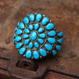 Incredible Vintage Sterling Turquoise Cluster Cuff