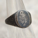Vintage Sterling Engraved Signet Ring 5.75
