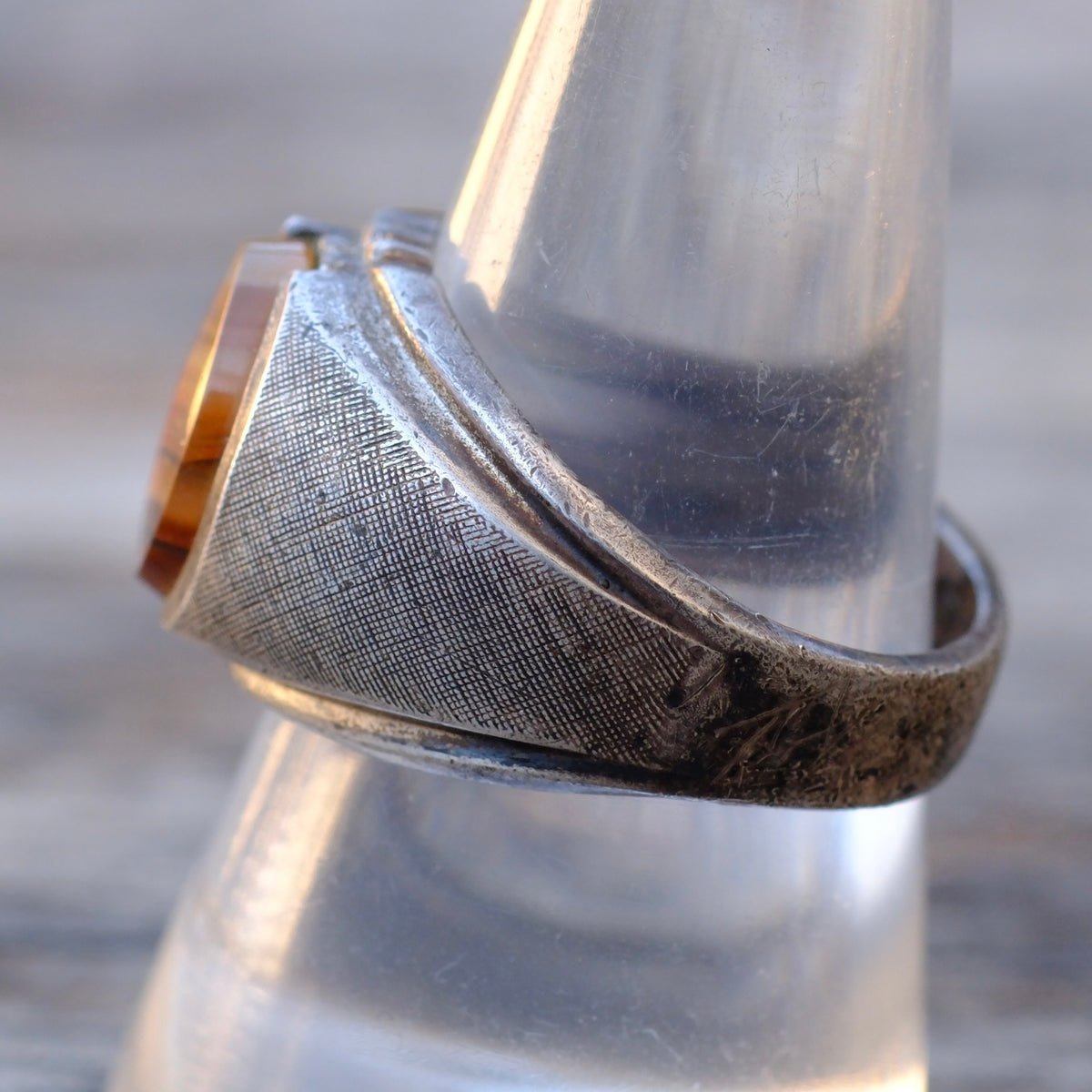 Vintage Sterling Agate Ring 9.5