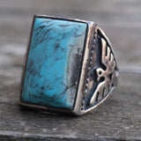 Vintage Sterling Turquoise Thunderbird Ring 7.5
