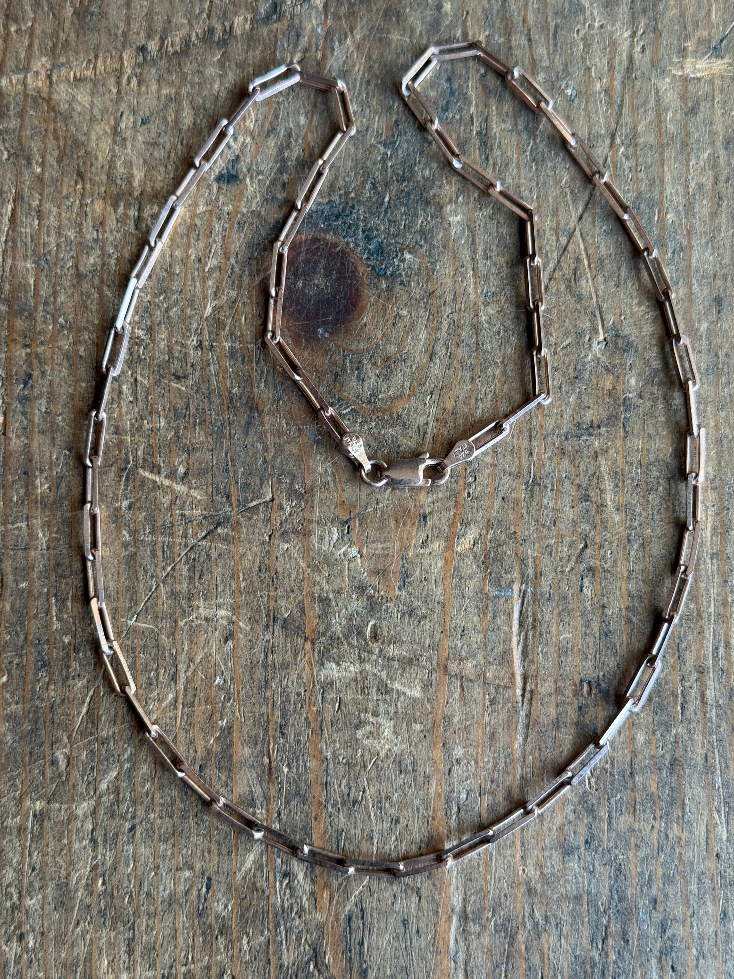 Vintage Sterling Silver 18” Rose Gold Tone Paperclip Chain