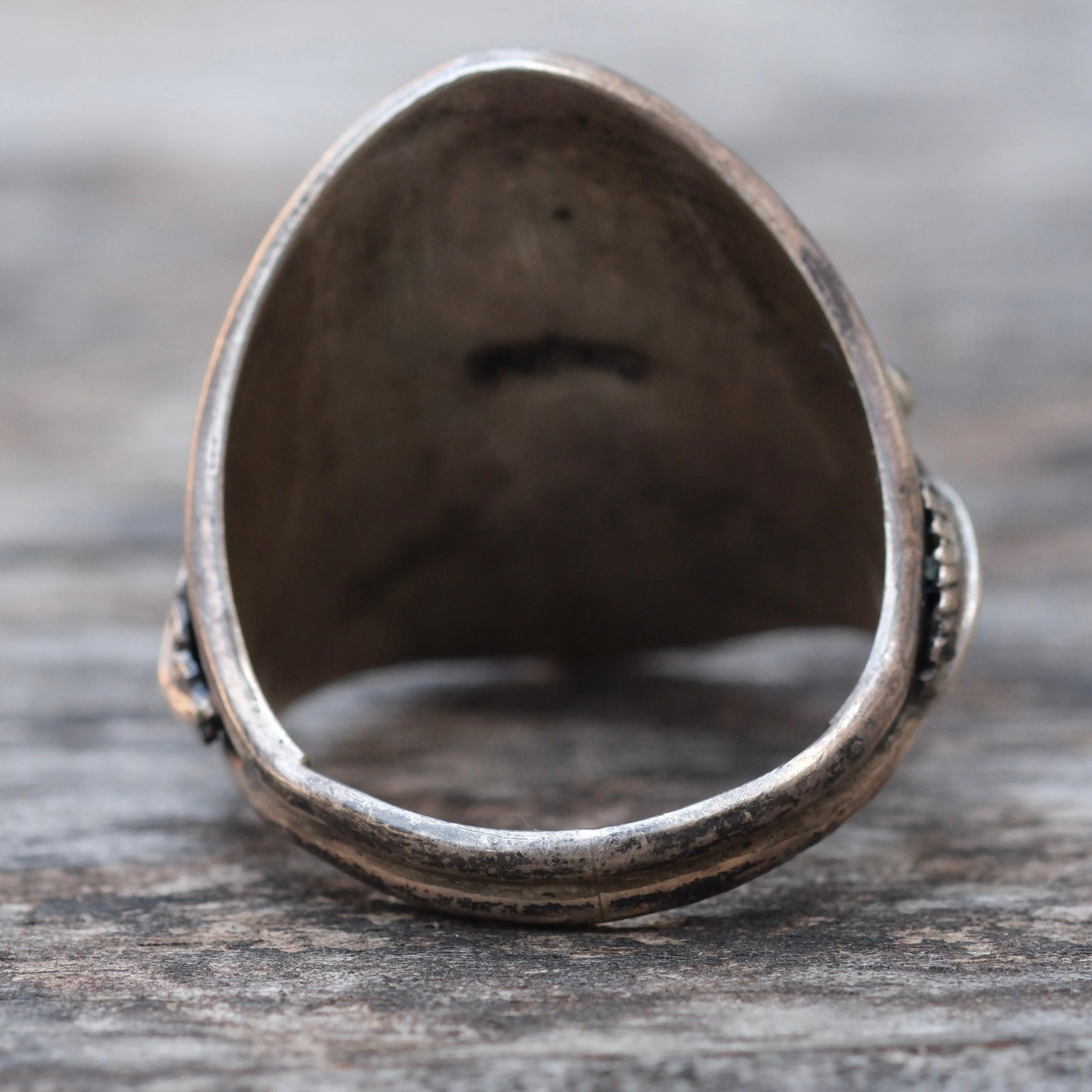 Vintage Sterling Turquoise Feather Ring 11.25