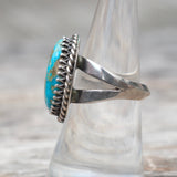 Vintage Sterling Turquoise Roper Ring 7.25