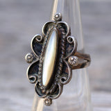 Vintage Sterling Mother Of Pearl Ring 6