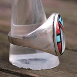 Vintage Sterling Zuni Inlay Ring 11.5