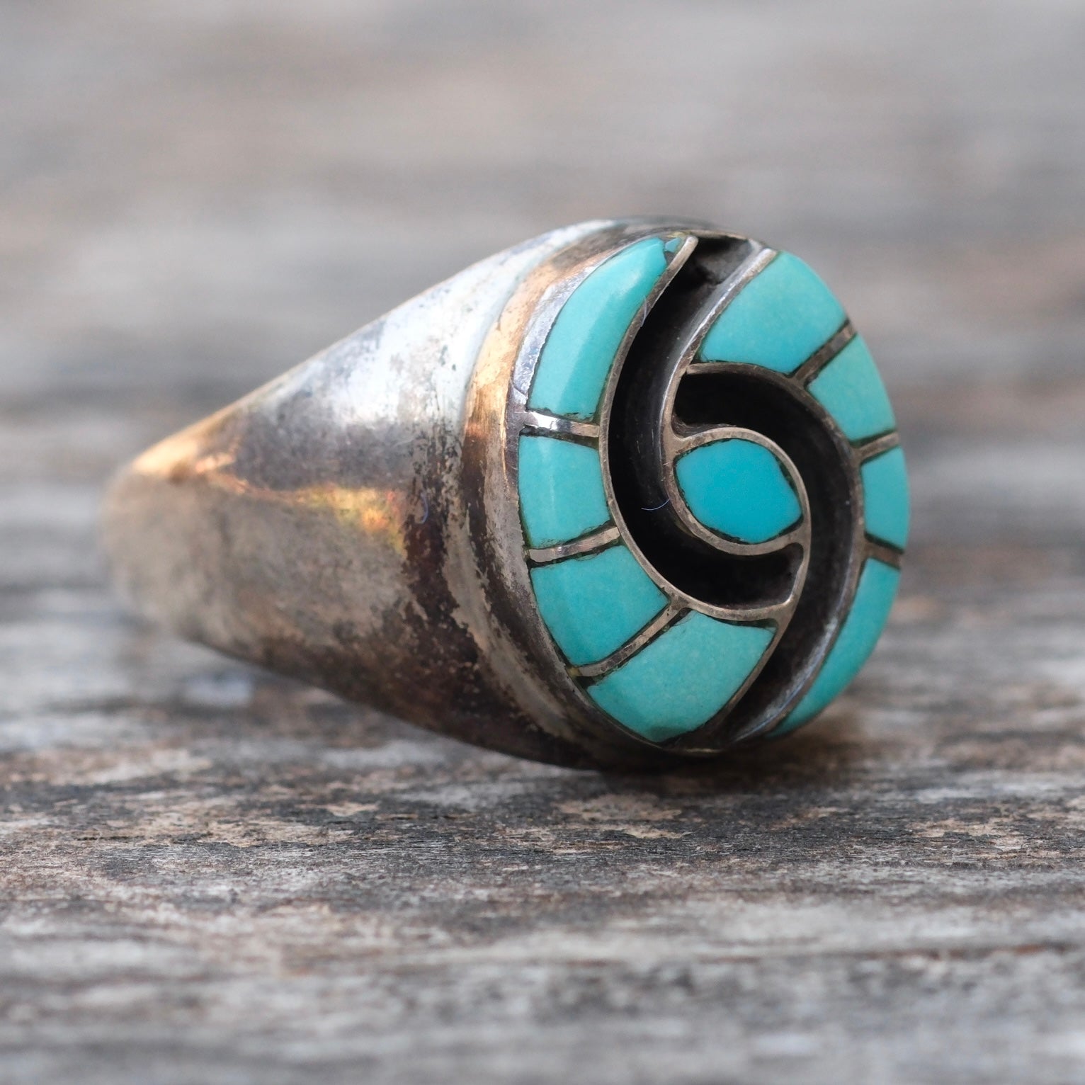 Vintage Sterling Turquoise Inlay Hummingbird Ring 10.25 Amy Quandelacy