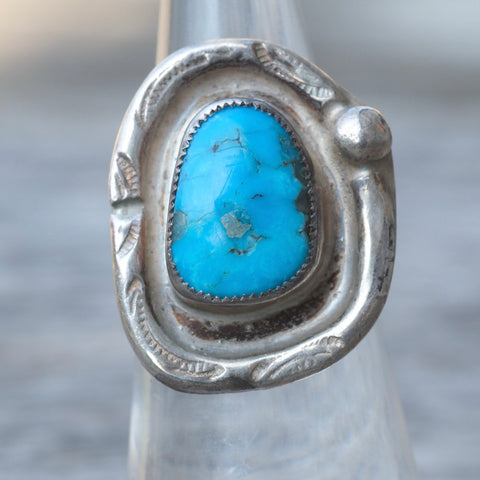 Vintage Sterling Turquoise Ring 5.5