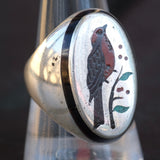 Vintage Sterling Inlaid Stone Bird Ring 10