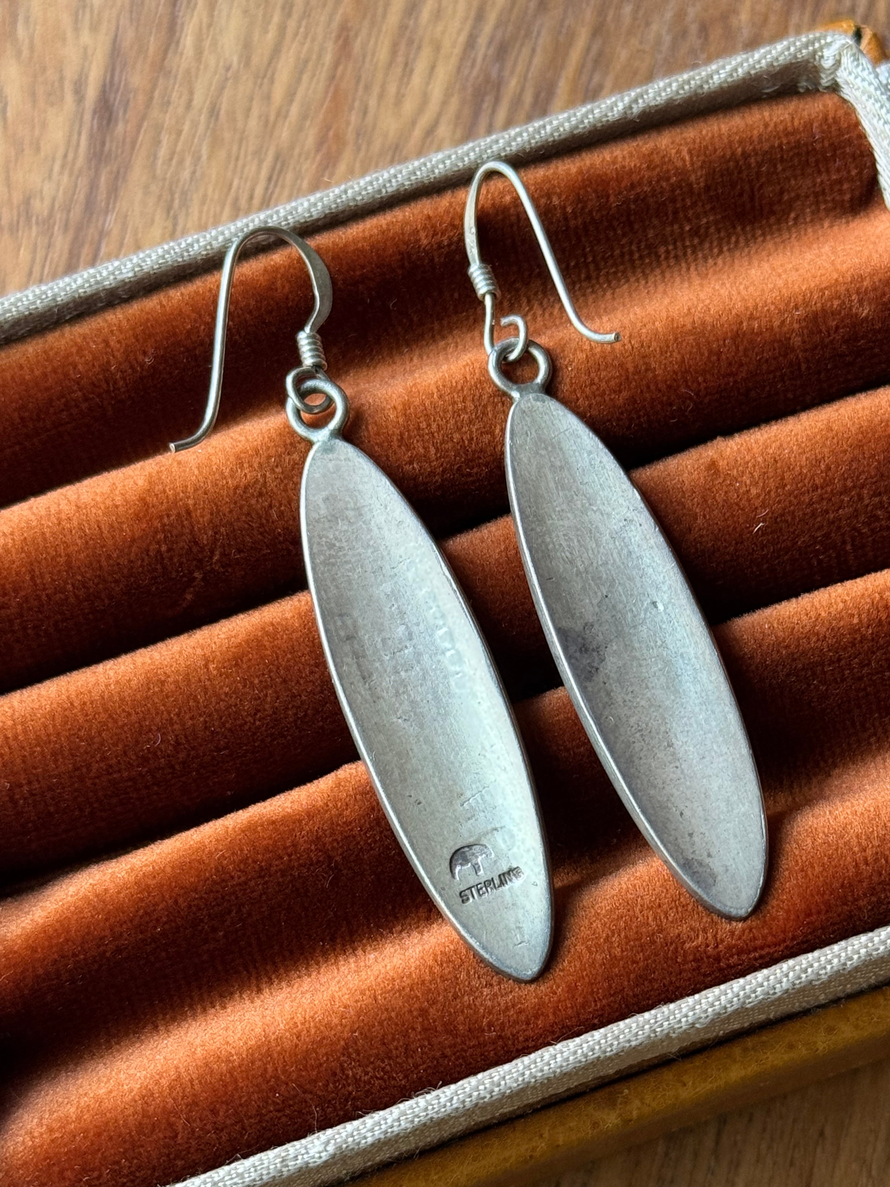 Vintage Sterling Silver Hopi Shield Earrings