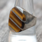 Vintage Sterling Tigers Eye Inlay Striper Ring 10