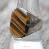 Vintage Sterling Tigers Eye Inlay Striper Ring 10