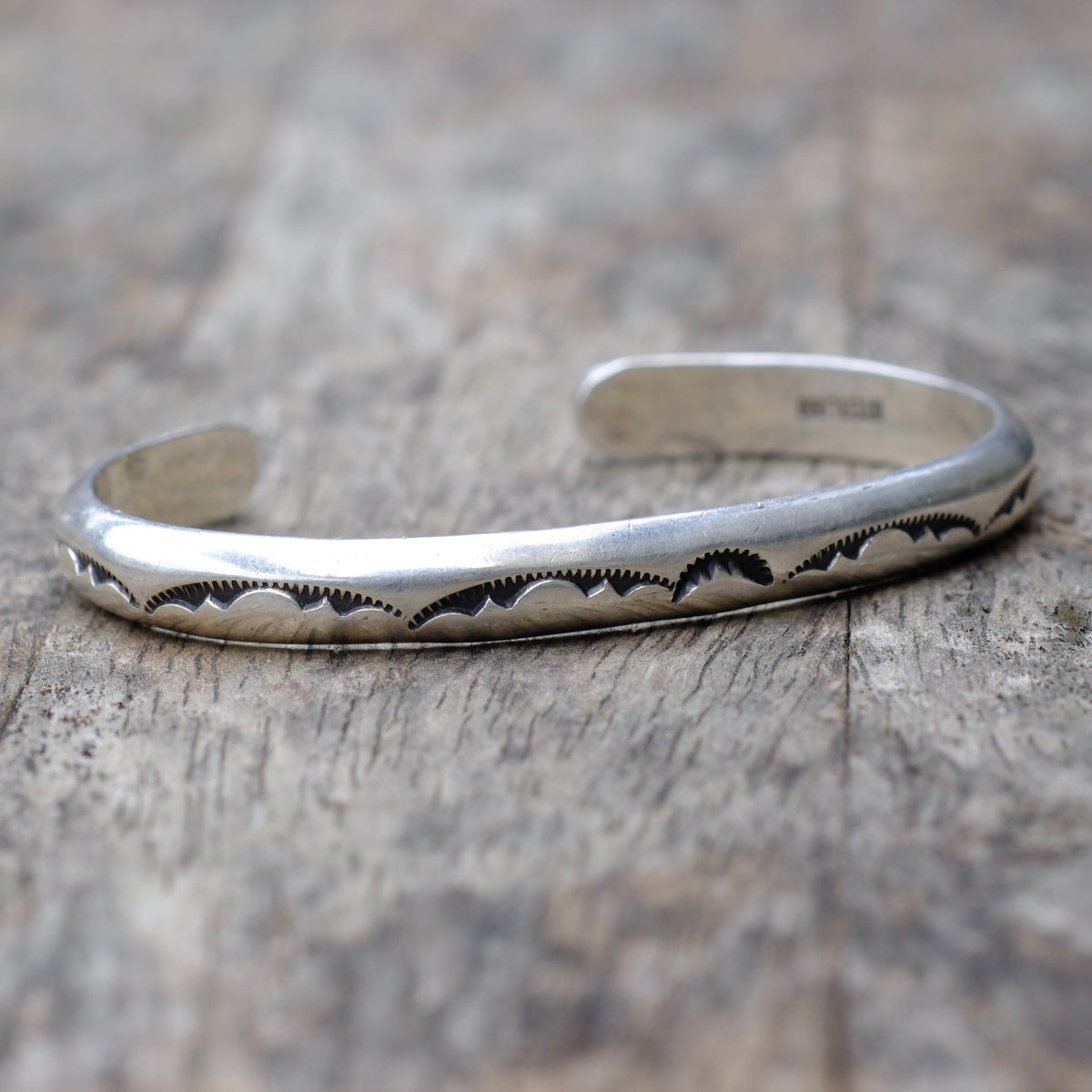 Vintage Sterling Silver Stamped Cuff Bracelet
