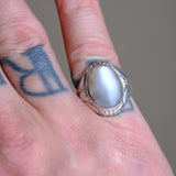 Vintage Sterling Mother Of Pearl Ring 5.5