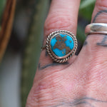 Vintage Sterling Turquoise Roper Ring 6