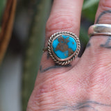 Vintage Sterling Turquoise Roper Ring 6