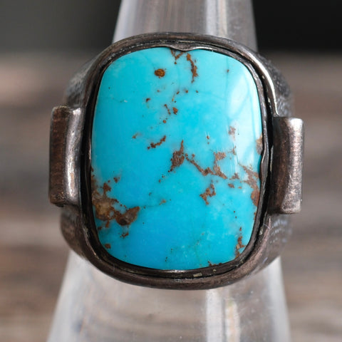 Vintage Sterling Turquoise Signet Ring 8