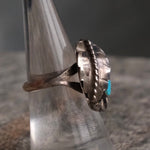 Vintage Sterling Turquoise Feather Ring 7.25