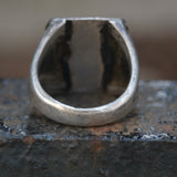 Vintage Sterling Petrified Wood Stamped Band Ring 9