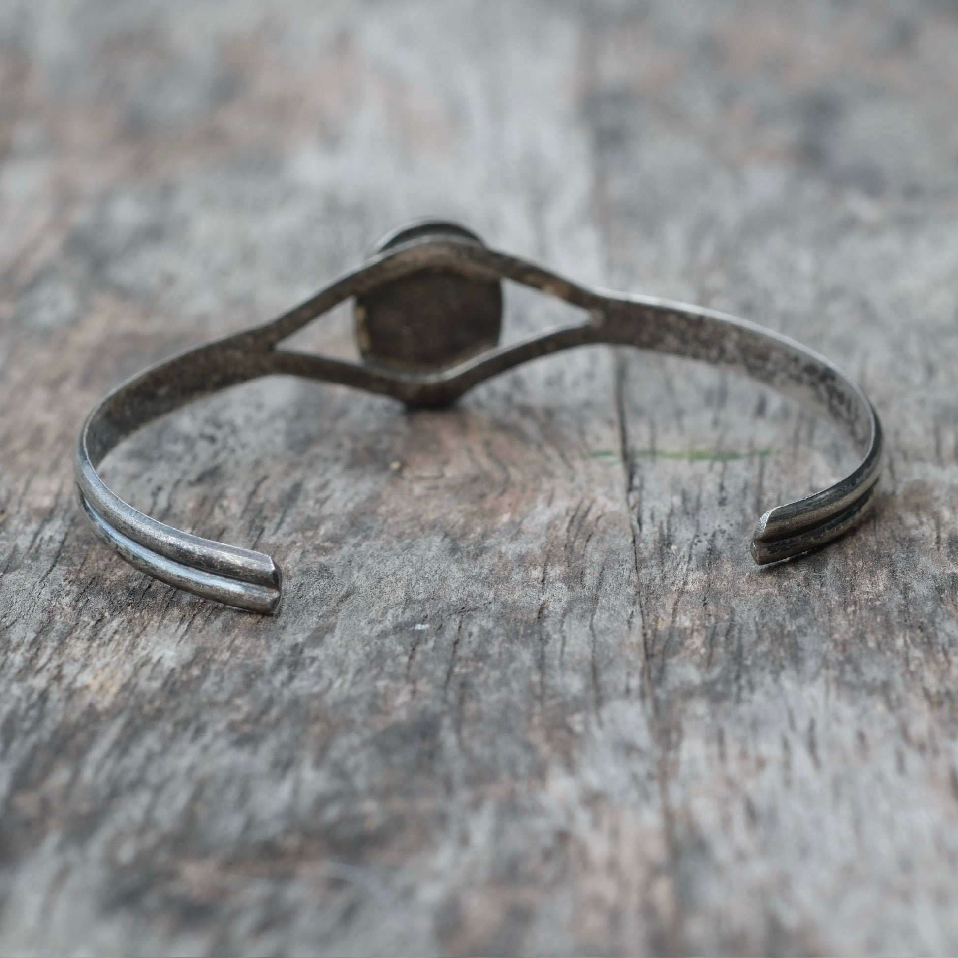Vintage Sterling Turquoise Shadowbox Cuff Bracelet