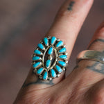Vintage Sterling Turquoise Cluster Ring 5.75