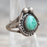 Vintage Sterling Turquoise Roper Ring 6.25