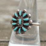 Vintage Sterling Turquoise Cluster Ring 8.25