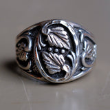 Vintage Sterling Silver Signed Leaf Ring 10.75
