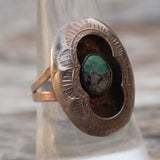 Vintage Sterling Turquoise Shadowbox Ring 8.75