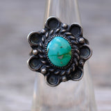 Vintage Sterling Turquoise Florette Ring 5