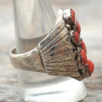 Vintage Sterling Coral Cluster Ring 11