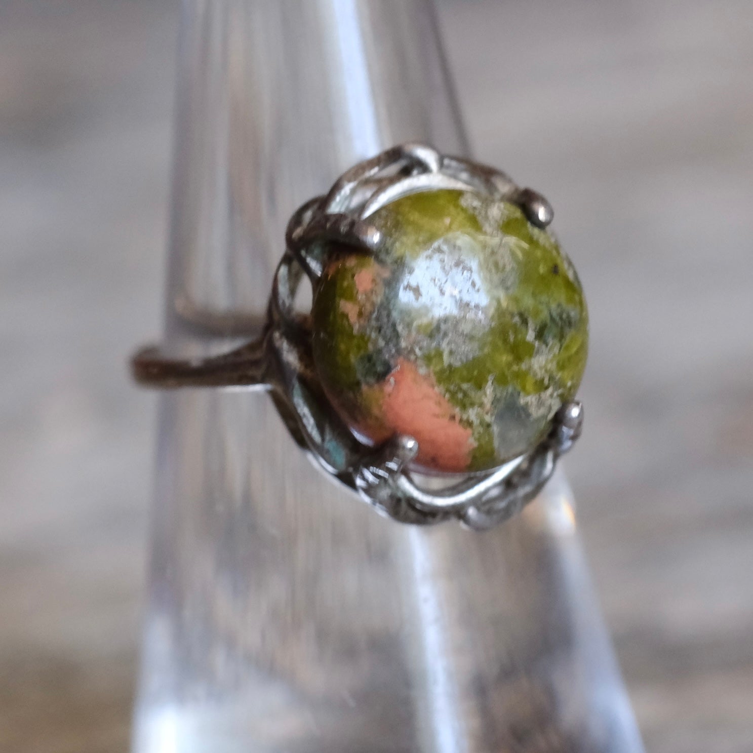 Vintage Sterling Jasper Ring 5.25