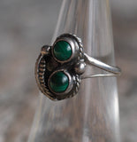 Vintage Sterling 2-Stone Malachite Ring 6