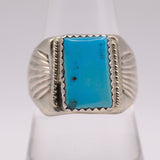 Vintage Sterling Turquoise Stamped Band Ring 8.5