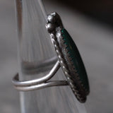 Vintage Sterling Turquoise Feather Ring 4.5