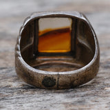 Vintage Sterling Agate Signet Ring 4.75
