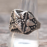 Vintage Sterling Silver Feather Signet Ring 10.5
