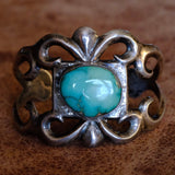 HEAVY Vintage Sterling Cerrillos Turquoise Sandcast Cuff