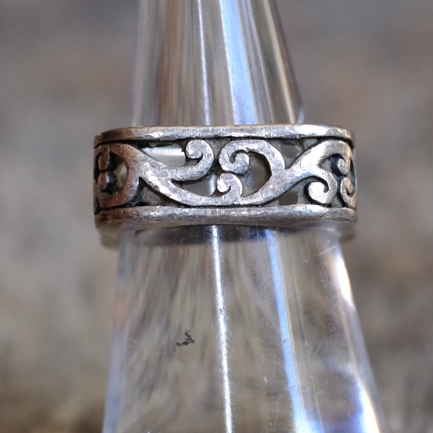 Vintage Sterling Square Scroll Ring 7