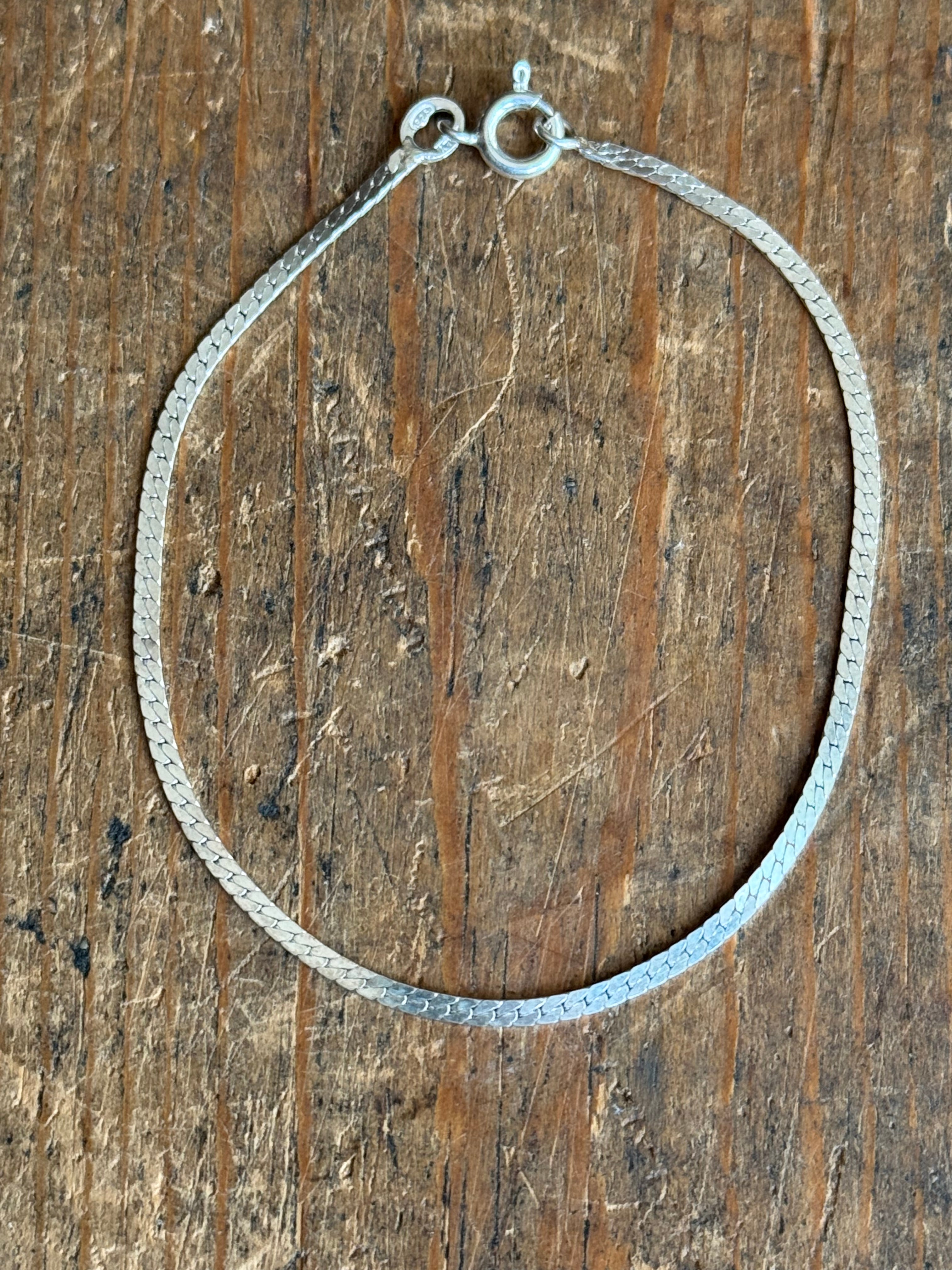 Vintage Sterling Silver 6.75” Herringbone Bracelet