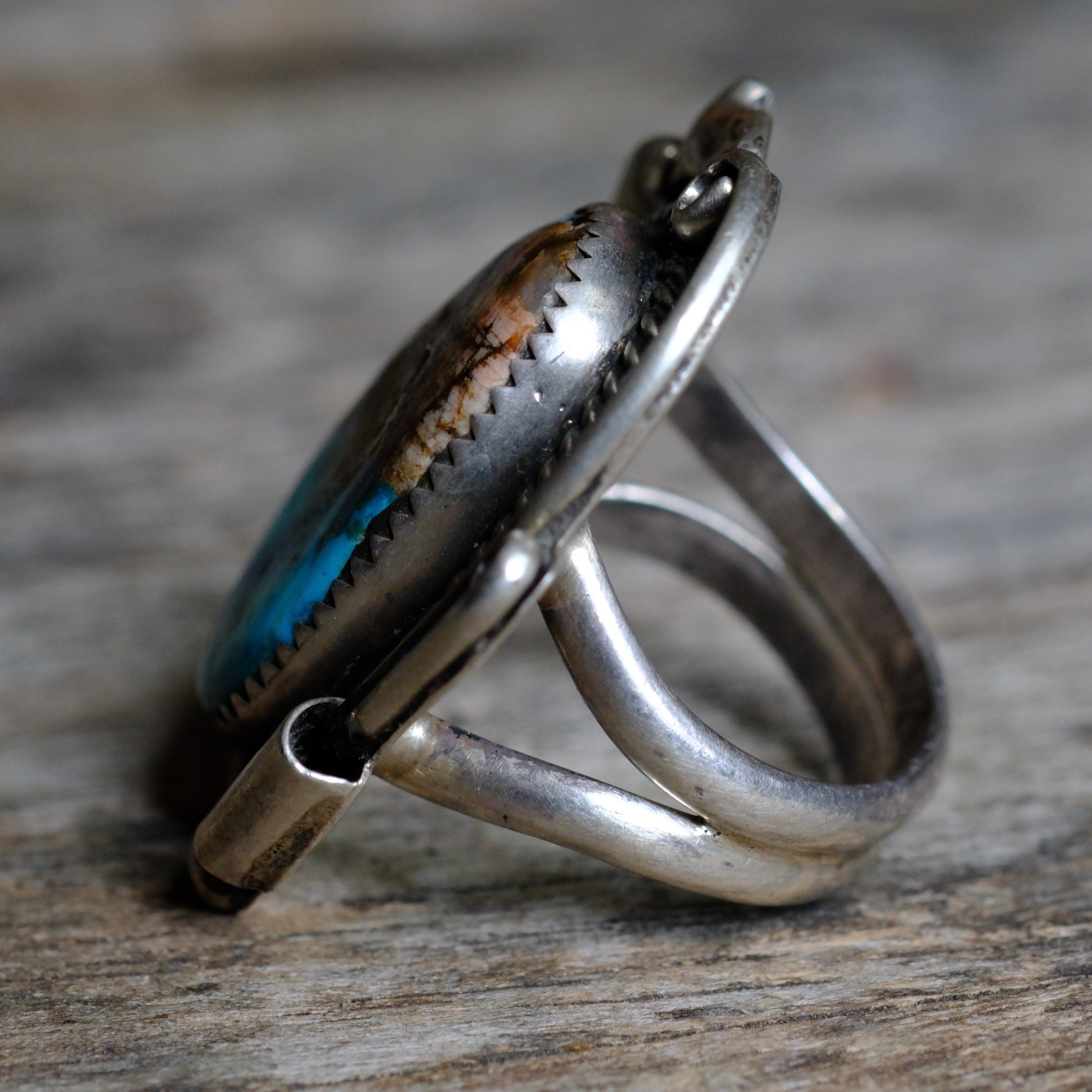 Vintage Sterling Turquoise Ring 7.75