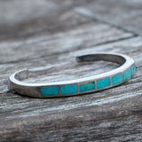 Vintage Sterling Turquoise Inlay Cuff