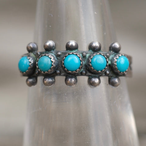 Vintage Sterling Turquoise Band 5.5
