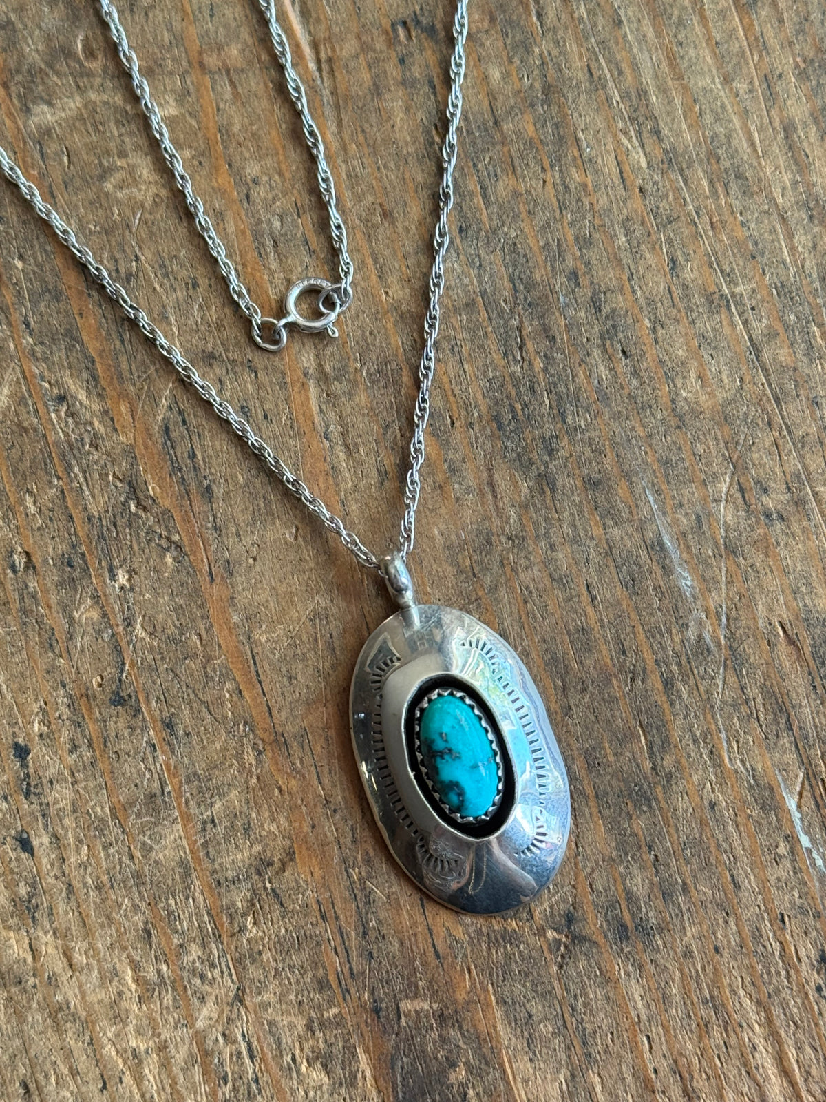 Vintage Sterling Silver Turquoise Shadowbox Necklace