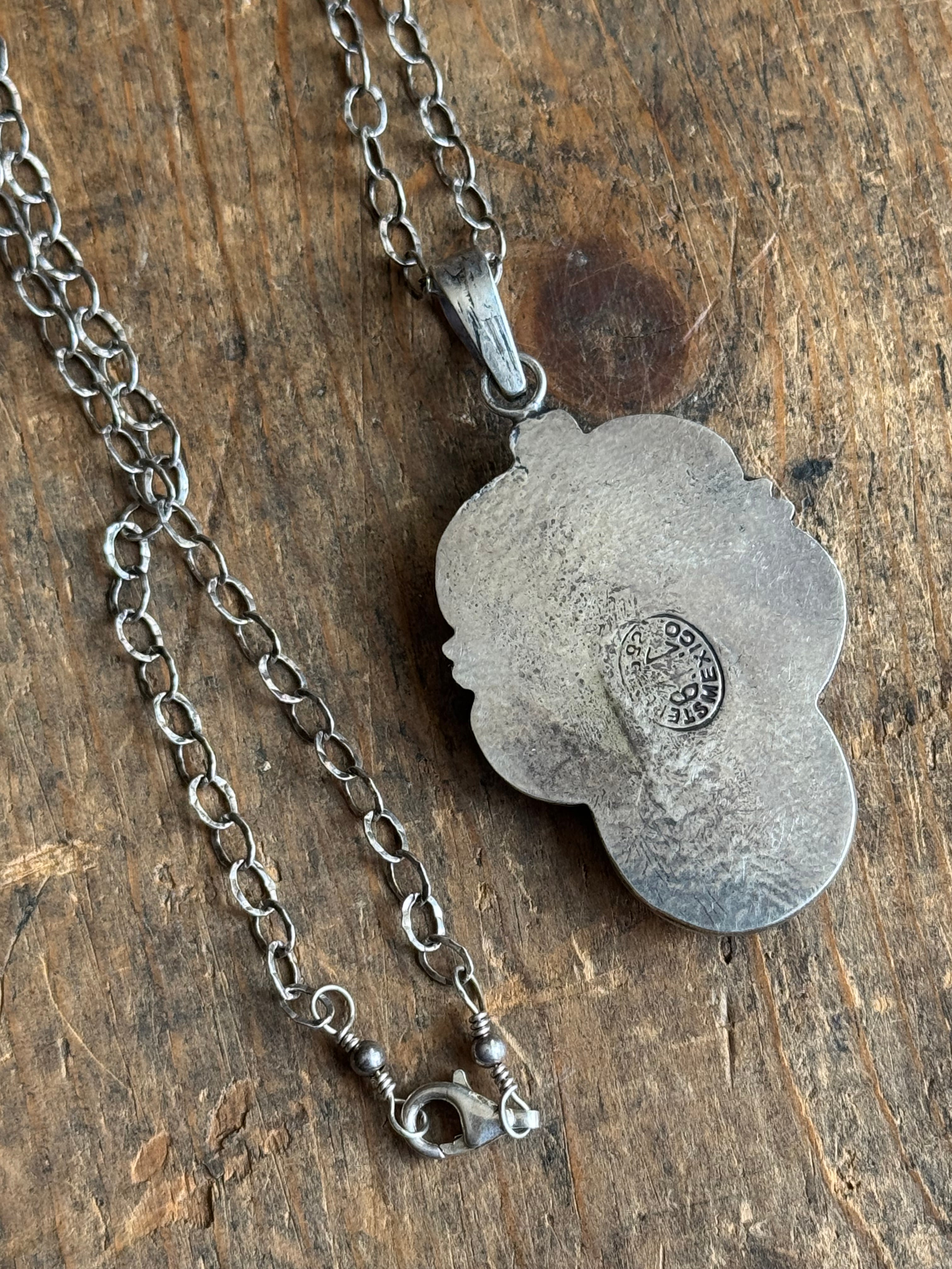 Vintage Sterling Silver Turquoise Teardrop Leaf Necklace